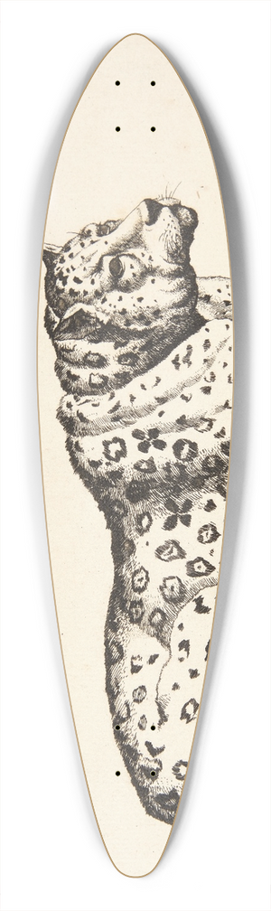 Marcus de Bye - Liggende leopard, vendt mod hjre 39.3 inch art pintail longboard deck Marcus de Bye - Liggende leopard, vendt mod hjre 39.3 inch art pintail longboard deck