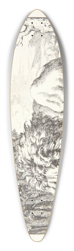 Marcus de Bye - Liggende lve, vendt mod venstre 39.3 inch art pintail longboard deck Marcus de Bye - Liggende lve, vendt mod venstre 39.3 inch art pintail longboard deck