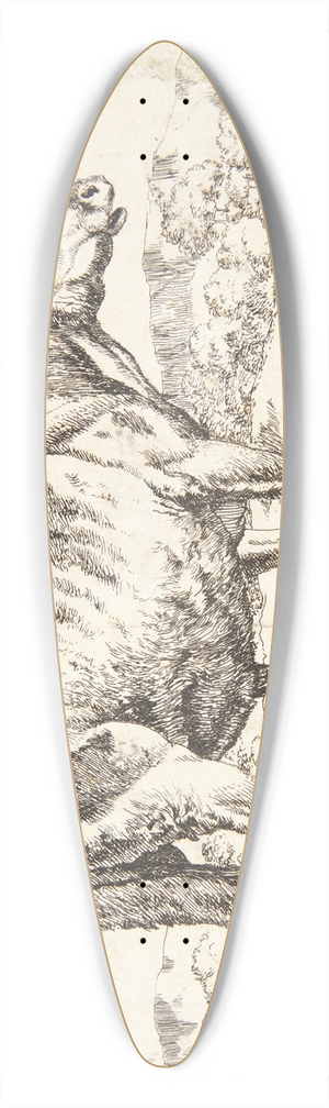 Marcus de Bye - Stende tyrekalv, vendt mod hjre 39.3 inch art pintail longboard deck Marcus de Bye - Stende tyrekalv, vendt mod hjre 39.3 inch art pintail longboard deck
