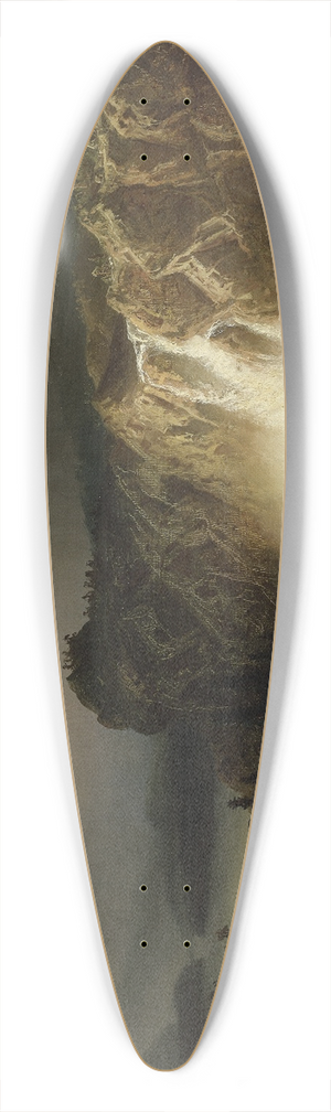 Marcus Larson - Rocky Landscape with Waterfall 39.3 inch art pintail longboard deck