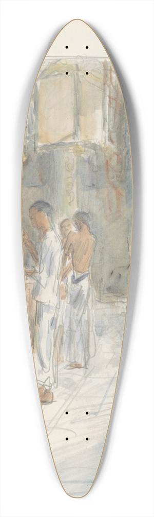 Marius Bauer - Mannen die kaarsen branden bij een altaar 39.3 inch art pintail longboard deck