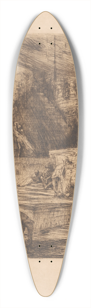 Marius Bauer - Olifanten en figuren bij een tempel 39.3 inch art pintail longboard deck