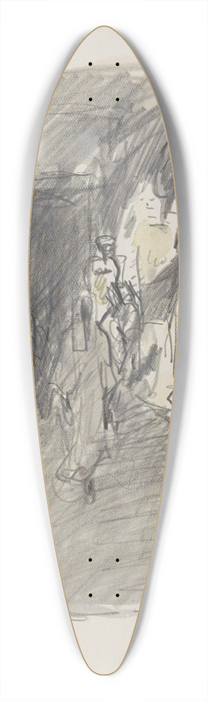 Marius Bauer - Overdekte straat met figuren 39.3 inch art pintail longboard deck