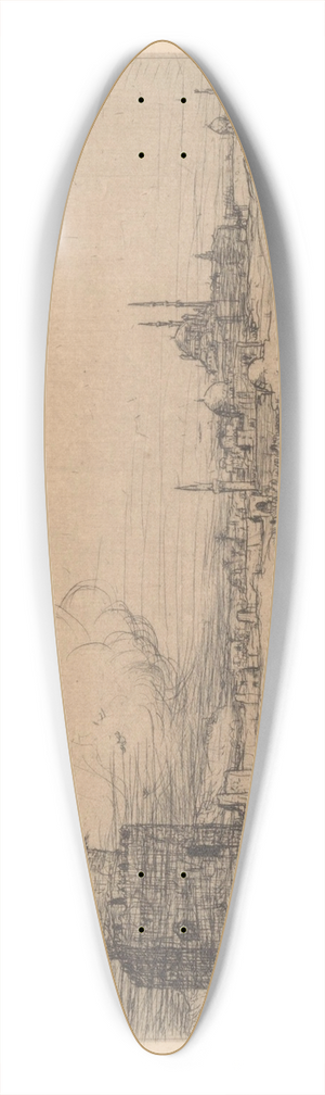 Marius Bauer - Stadsaanzicht met moskeen 39.3 inch art pintail longboard deck