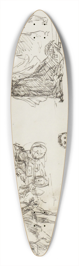 Marius Bauer - Studieblad, onder andere met een militair te paard 39.3 inch art pintail longboard deck