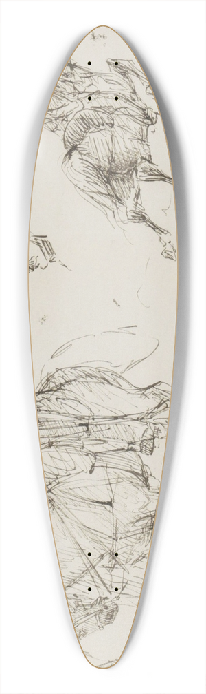 Marius Bauer - Studieblad, onder andere met militairen te paard 39.3 inch art pintail longboard deck
