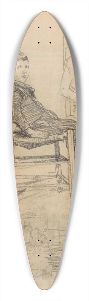 Marius Bauer - Studieblad, onder andere met twee zittende jongens 39.3 inch art pintail longboard deck