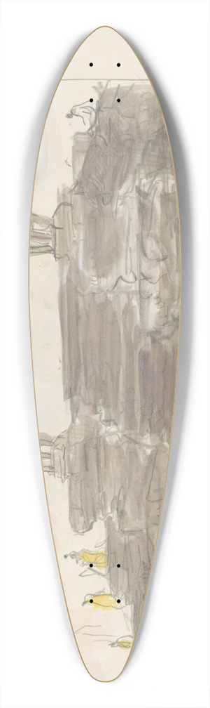 Marius Bauer - Trap geflankeerd door beelden van leeuwen bij de Angkor Wat tempel in Cambodja 39.3 inch art pintail longboard deck