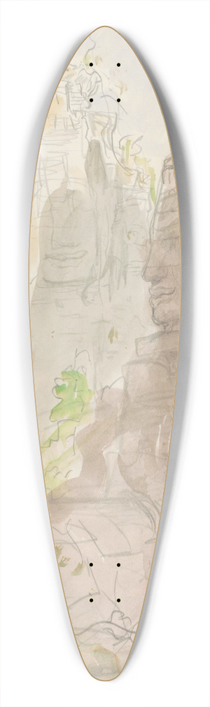 Marius Bauer - Uit steen gehouwen hoofden van Brahma bij de Bayontempel in Cambodja 39.3 inch art pintail longboard deck