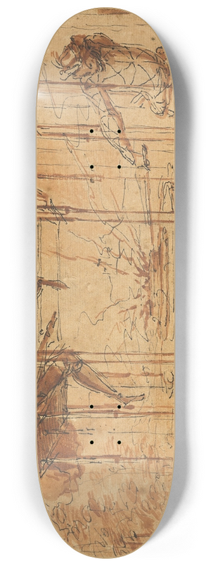 Claude Gillot - Harlequin Espirit Follet; The Comedians Repast 8.25 inch art skate deck