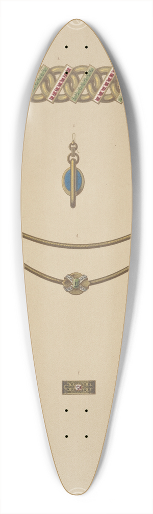 Martin Gerlach - Seven Designs For Jewelry, Including Heart-Shaped Pendant Watch On Gold Anchor With Gold Chain And Cross. 39.3 inch art pintail longboard deck