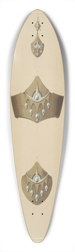 Martin Gerlach - Ten Designs For Jewelry, Including Gold Pointed Bracelet With Green Stones. 39.3 inch art pintail longboard deck