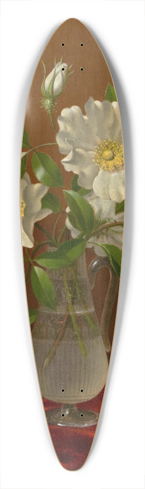 Martin Johnson Heade - Cherokee Roses in a Glass Vase 39.3 inch art pintail longboard deck