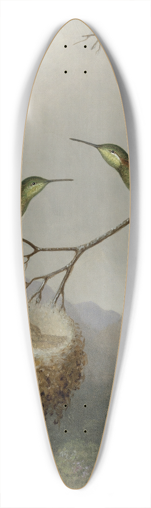 Martin Johnson Heade - Two Hummingbirds with TheirYoung 39.3 inch art pintail longboard deck