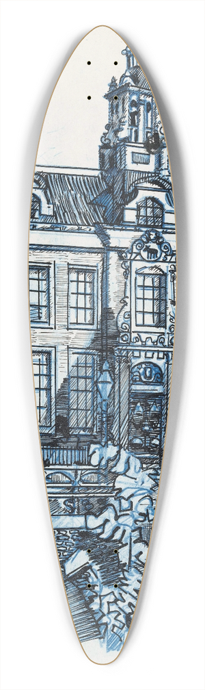 Martin Monnickendam - Stadhuis te Edam 39.3 inch art pintail longboard deck