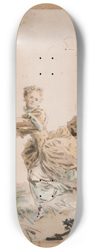 Claude Hoin - Lady Running in a Field 8.25 inch art skate deck