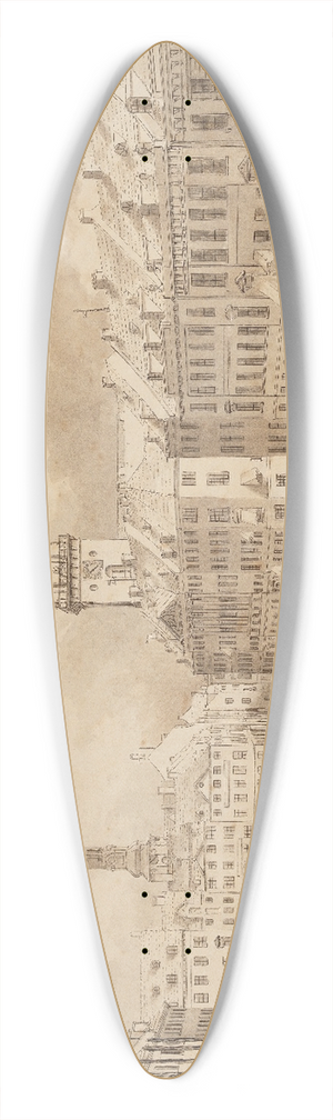 Martin Rudolf Heland - Nytorv og Gammel Torv i Kbenhavn med Sankt Petris og Vor Frue Kirkes spir 39.3 inch art pintail longboard deck