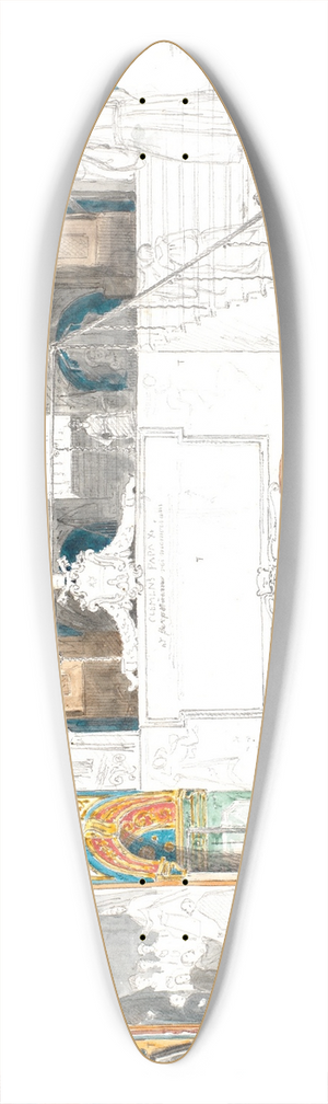 Martinus Rrbye - Det indre af klostret S. Benedetto i Subiaco 39.3 inch art pintail longboard deck
