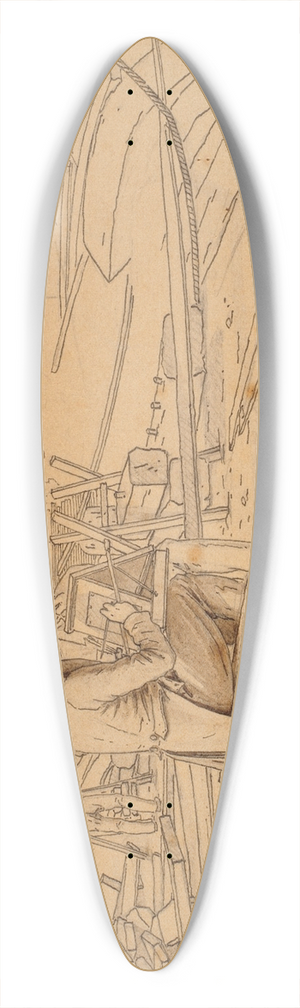 Martinus Rrbye - En kunstner malende ved et skibsvrft 39.3 inch art pintail longboard deck