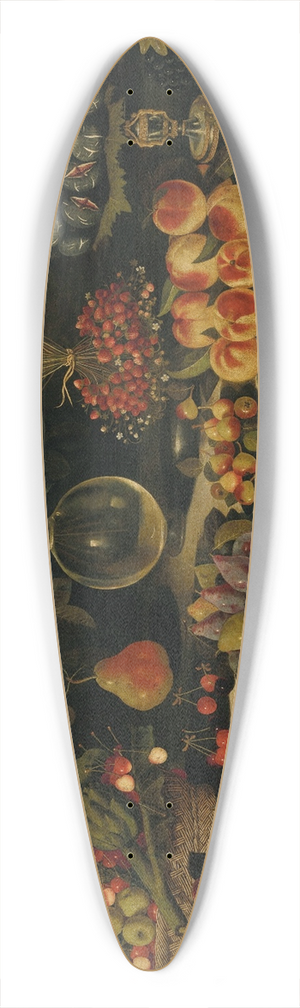 Master Of The Hartford Still Life - A draped table laden with fruit and flowers in a glass vase 39.3 inch art pintail longboard deck