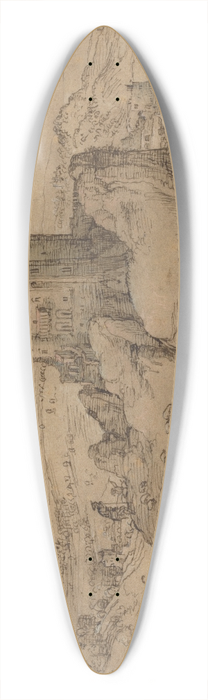 Matthys Cock - Landscape with Castle above a Harbor 39.3 inch art pintail longboard deck