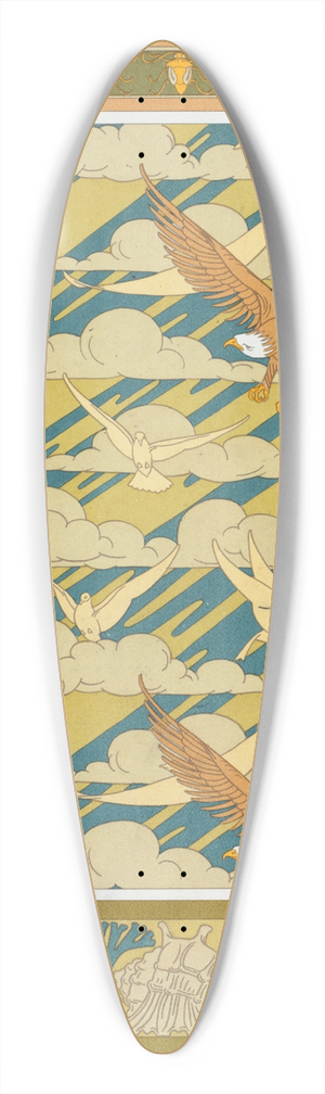 Maurice Pillard Verneuil - Carpocoris, bordure. Aigles et pigeons, papier peint. Coquillages et algues, bordure. 39.3 inch art pintail longboard deck Maurice Pillard Verneuil - Carpocoris, bordure. Aigles et pigeons, papier peint. Coquillages et algues, bordure. 39.3 inch art pintail longboard deck