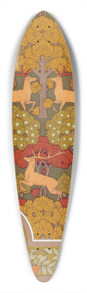 Maurice Pillard Verneuil - Cerfs et arbres, papier peint. cureuil oiseaux et sorbier, bordure. 39.3 inch art pintail longboard deck Maurice Pillard Verneuil - Cerfs et arbres, papier peint. cureuil oiseaux et sorbier, bordure. 39.3 inch art pintail longboard deck