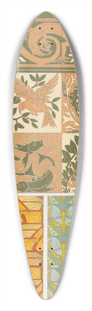 Maurice Pillard Verneuil - Hippocampes et algues, bordure. Les quatre lments, carreaux cramiques, et lzards, bordure.1897 39.3 inch art pintail longboard deck Maurice Pillard Verneuil - Hippocampes et algues, bordure. Les quatre lments, carreaux cramiques, et lzards, bordure.1897 39.3 inch art pintail longboard deck