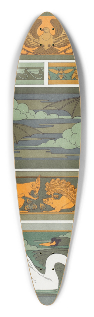 Maurice Pillard Verneuil - Oiseaux. Libellules. Mouches. Chauve-souris. cureuils et noisettes. Cygnes, bordures. 39.3 inch art pintail longboard deck Maurice Pillard Verneuil - Oiseaux. Libellules. Mouches. Chauve-souris. cureuils et noisettes. Cygnes, bordures. 39.3 inch art pintail longboard deck