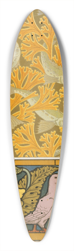 Maurice Pillard Verneuil - Poisson et algues, papier peint; pigeon et pavots, bordure de vitrail 39.3 inch art pintail longboard deck Maurice Pillard Verneuil - Poisson et algues, papier peint; pigeon et pavots, bordure de vitrail 39.3 inch art pintail longboard deck