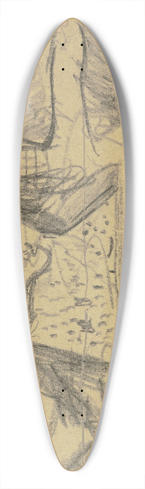 Max Beckmann - Abstrakte Krakelzeichnung auf zwei Seiten einer Feldpostkarte; Ein Mnnerkopf 39.3 inch art pintail longboard deck