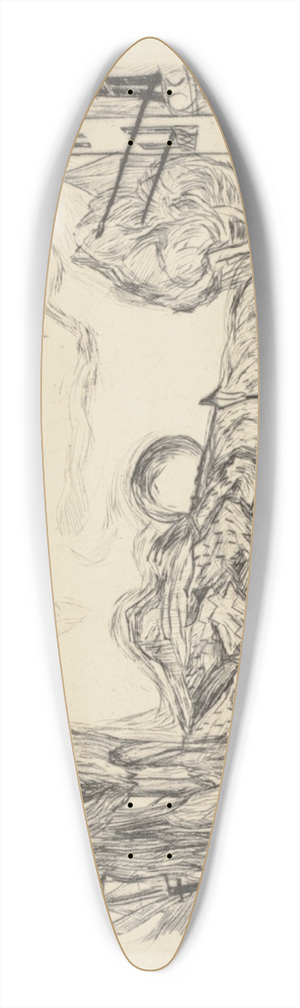 Max Beckmann - Landscape with Balloon 39.3 inch art pintail longboard deck
