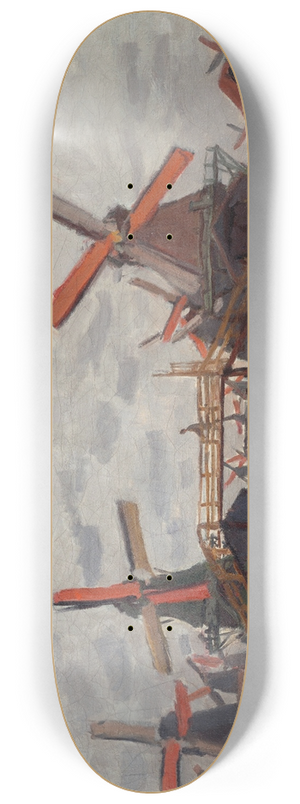 Claude Monet - Mills at Westzijderveld near Zaandam 8.25 inch art skate deck