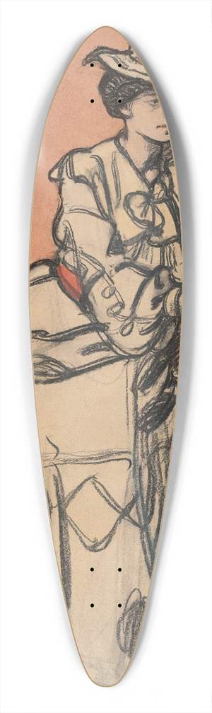 Maxime Dethomas - An Elegant Parisinne Seated in a Caf 39.3 inch art pintail longboard deck
