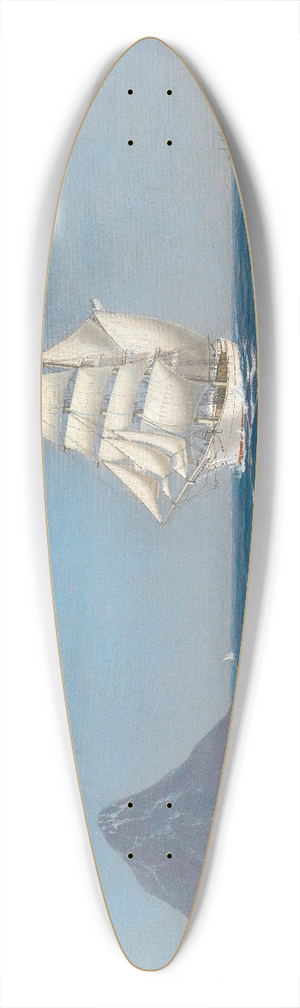 Max Jensen - A Sailing Ship and a Steamboat by the Coast 39.3 inch art pintail longboard deck