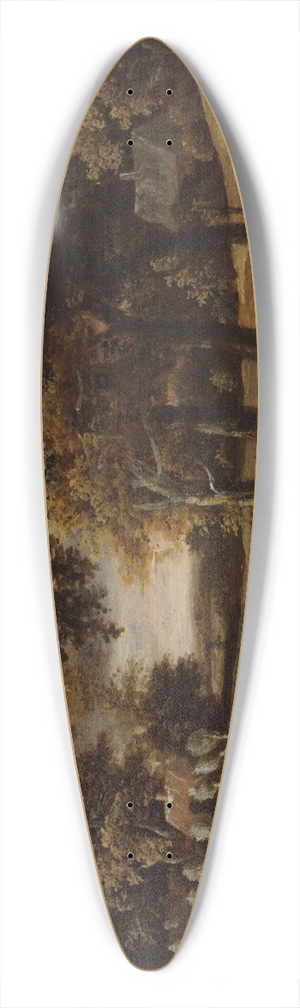 Meindert Hobbema - Wooded Landscape with Figures on aPath 39.3 inch art pintail longboard deck