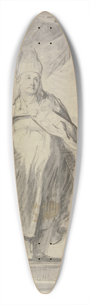 Michael Willmann  - Der Heilige Vincenz steht im Bischofsornat und mit dem Stab in der Rechten auf einem Postament vor einem gerafften Vorhang 39.3 inch art pintail longboard deck