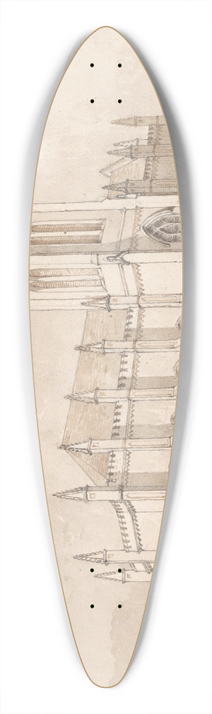 Michel Jean Cazabon - Trinity Church 39.3 inch art pintail longboard deck