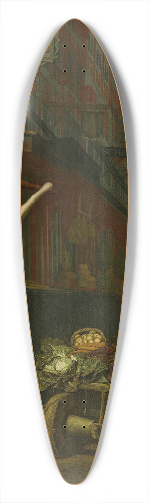 Michiel Van Musscher - Het varken op de leer met gezicht op de Haarlemmerpoort 39.3 inch art pintail longboard deck Michiel Van Musscher - Het varken op de leer met gezicht op de Haarlemmerpoort 39.3 inch art pintail longboard deck