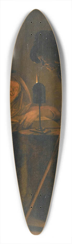 Michiel Versteegh - An Interior With An Old Woman Reading By Candlelight And A Man Holding A Lantern 39.3 inch art pintail longboard deck Michiel Versteegh - An Interior With An Old Woman Reading By Candlelight And A Man Holding A Lantern 39.3 inch art pintail longboard deck