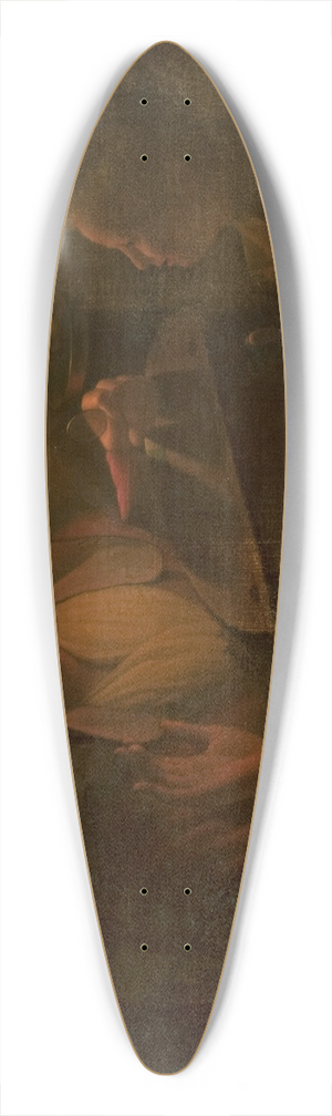 Michiel Versteegh - Figural scene by candlelight 39.3 inch art pintail longboard deck Michiel Versteegh - Figural scene by candlelight 39.3 inch art pintail longboard deck
