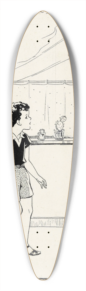 Miep de Feijter - Interieur met twee jongens en een vrouw 39.3 inch art pintail longboard deck