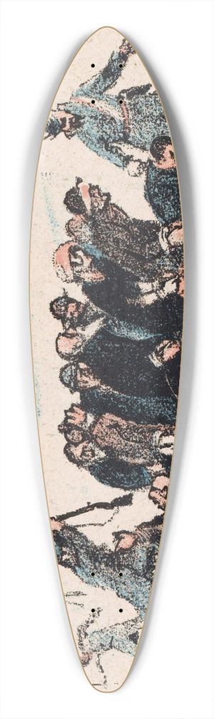 Mihly Bir - Groep mensen wordt door soldaten gewelddadig weggeleid 39.3 inch art pintail longboard deck