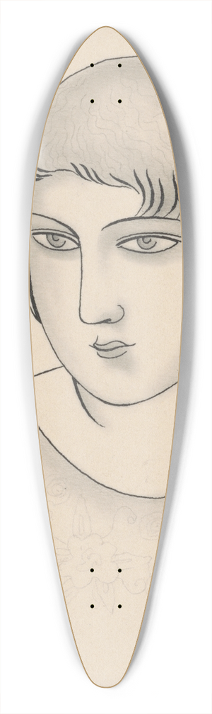 Mikul Galanda - Portrait of a Woman in Flowery Dress 39.3 inch art pintail longboard deck