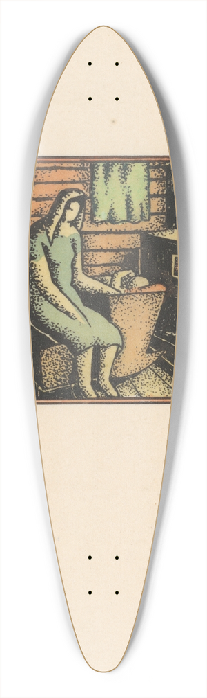 Mikul Galanda - Woman beside Babys Cradle 39.3 inch art pintail longboard deck