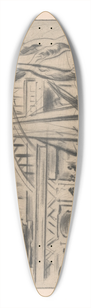 Mommie Schwarz - Gezicht op Rotterdam 39.3 inch art pintail longboard deck Mommie Schwarz - Gezicht op Rotterdam 39.3 inch art pintail longboard deck