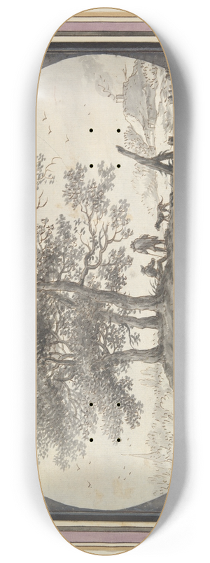Aernout Ter Himpel - Landscape with Two Figures and aDog 8.25 inch art skate deck