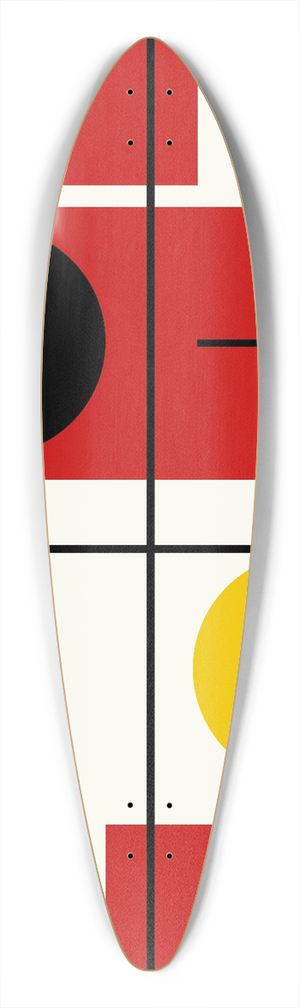 Myriam Thyes - Four spaces with planes, circles and cross 39.3 inch art pintail longboard deck
