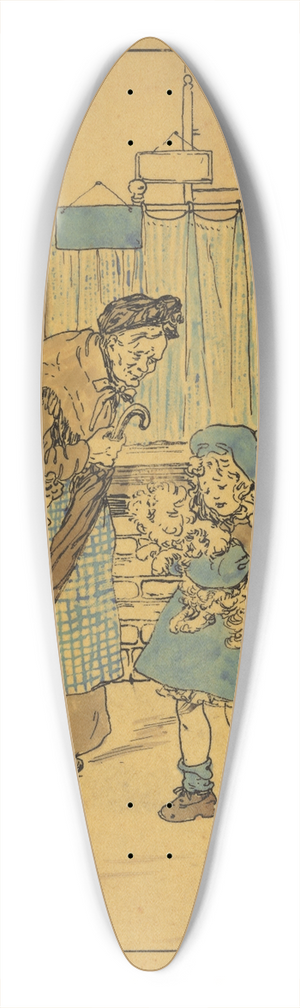Nelly Spoor - Meisje met hond op een straathoek 39.3 inch art pintail longboard deck