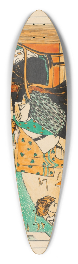 Nelly Spoor - Twee kinderen en een oude vrouw in een interieur 39.3 inch art pintail longboard deck